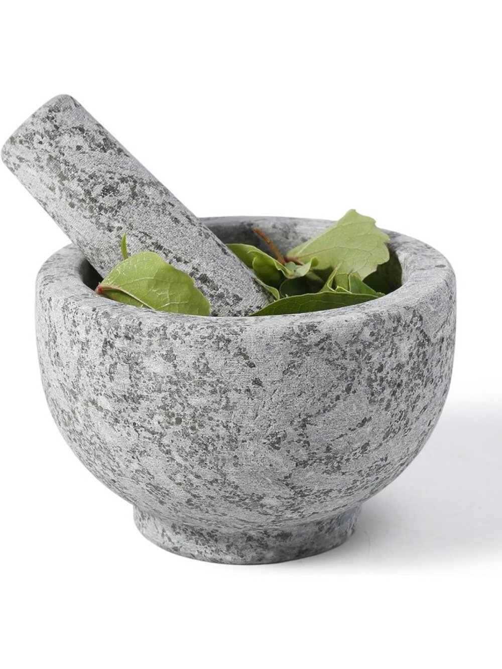 5-Inch Heavy Granite Mortar and Pestle Set - Natural Stone Spice Grinder for